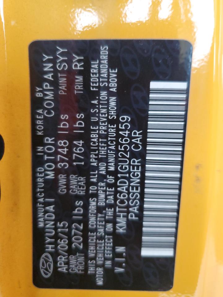 2016 Hyundai Veloster VIN: KMHTC6AD1GU256459 Lot: 68442064