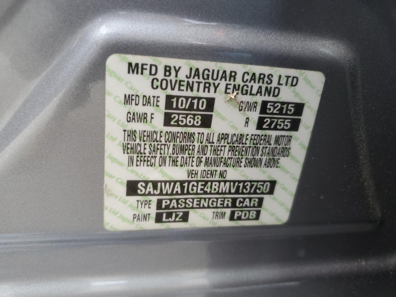 2011 Jaguar Xj Supercharged VIN: SAJWA1GE4BMV13750 Lot: 67038804