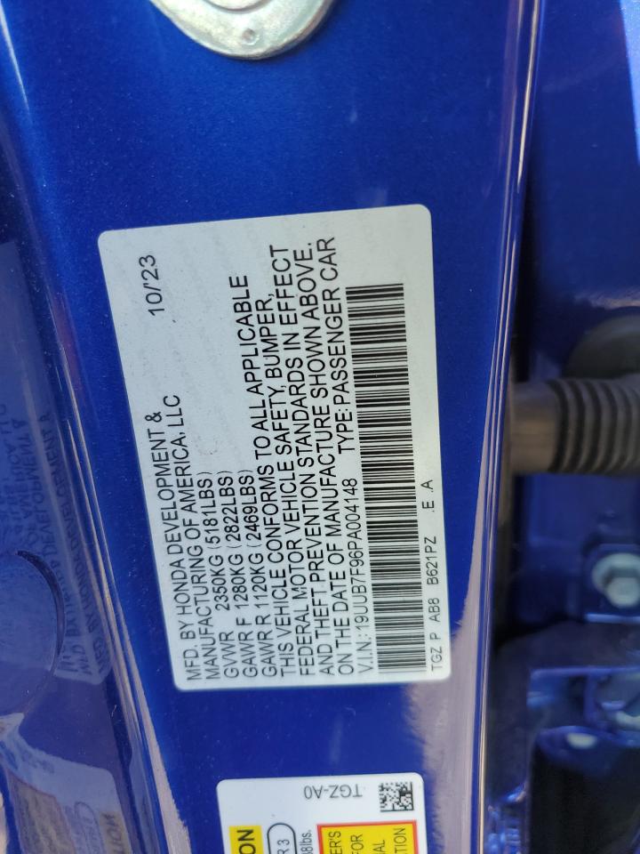 2023 Acura Tlx Type S VIN: 19UUB7F96PA004148 Lot: 66491444