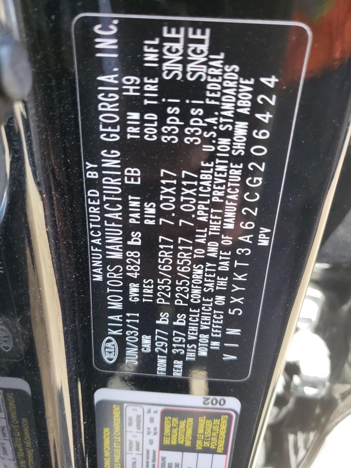 2012 Kia Sorento Base VIN: 5XYKT3A62CG206424 Lot: 66991704