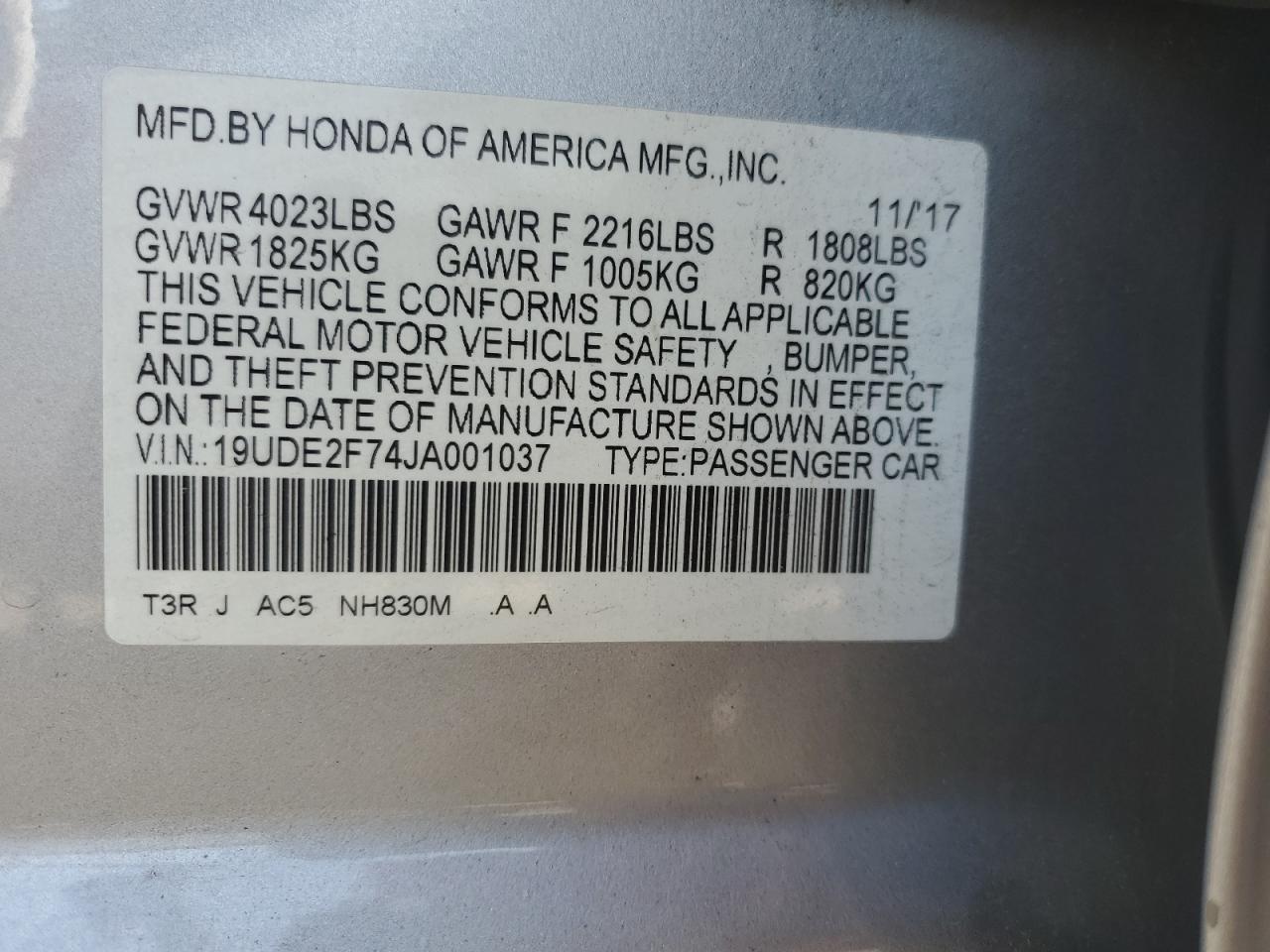 19UDE2F74JA001037 2018 Acura Ilx Premium