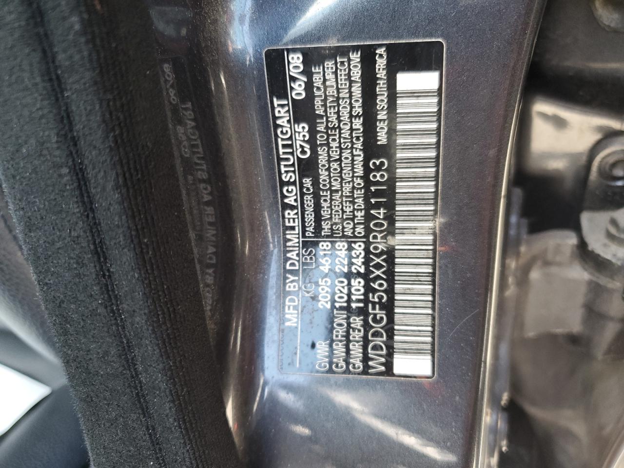 2009 Mercedes-Benz C 350 VIN: WDDGF56XX9R041183 Lot: 67802764