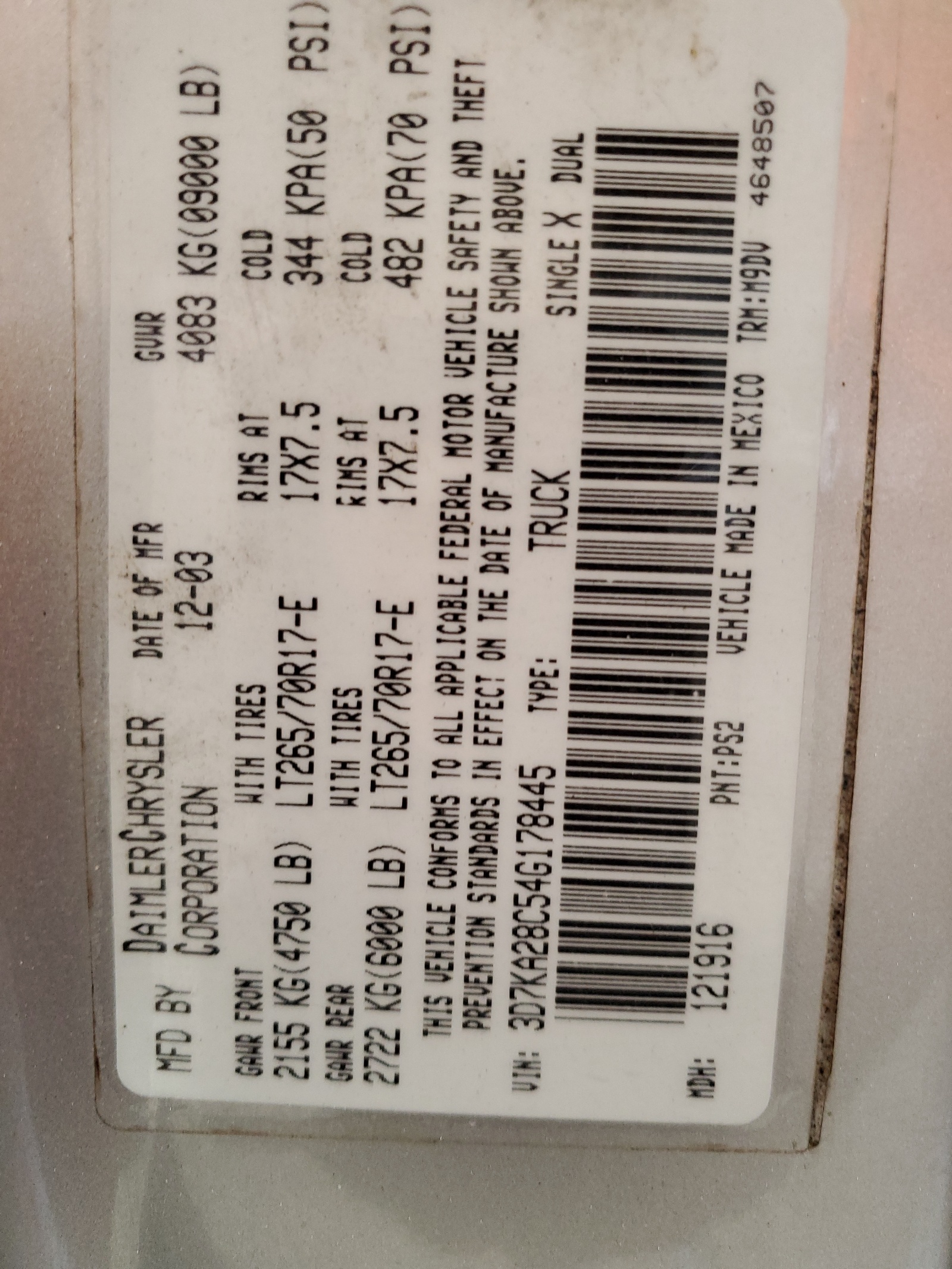 3D7KA28C54G178445 2004 Dodge Ram 2500 St