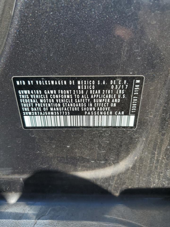 2017 Volkswagen Jetta S VIN: 3VW2B7AJ5HM357733 Lot: 67561244