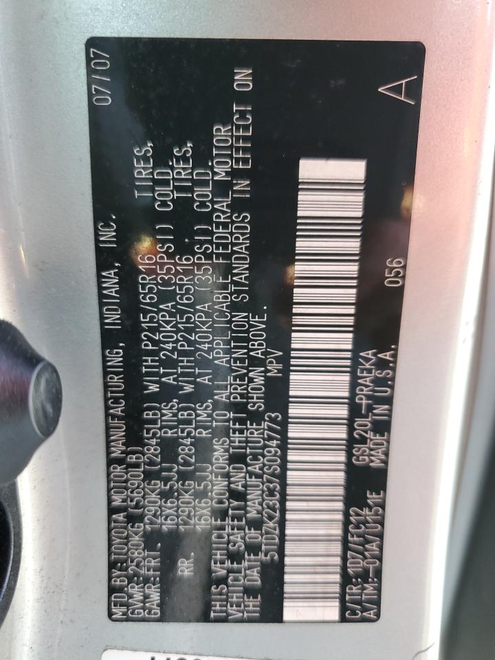 5TDZK23C37S094773 2007 Toyota Sienna Ce