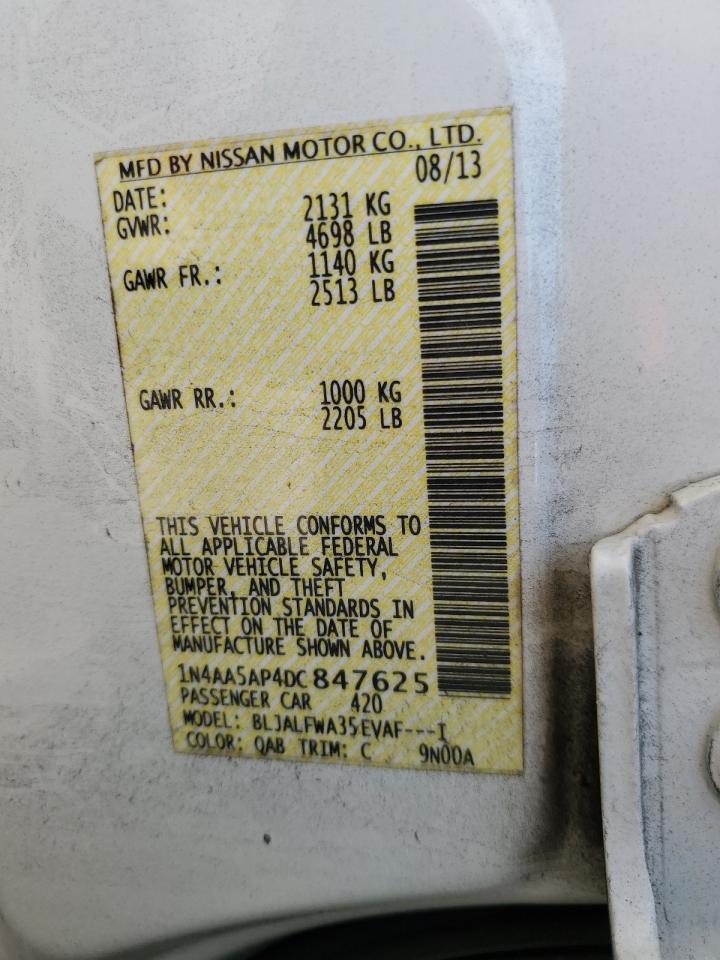 2013 Nissan Maxima S VIN: 1N4AA5AP4DC847625 Lot: 66881074