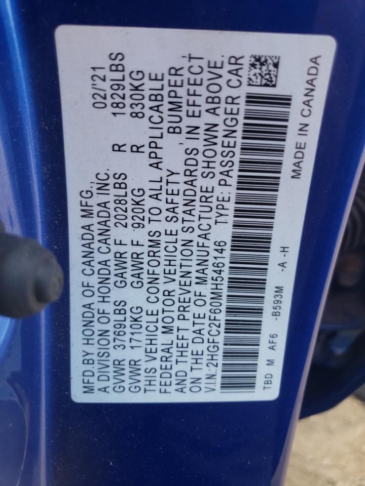 2HGFC2F60MH546146 2021 Honda Civic Lx