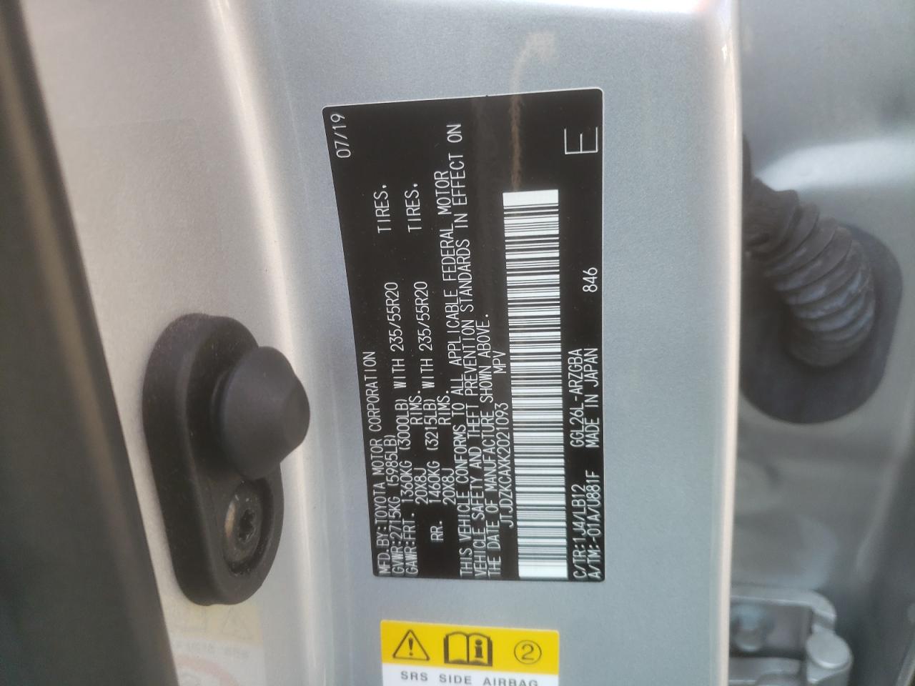 2019 Lexus Rx 350 L VIN: JTJDZKCAXK2021093 Lot: 64952564