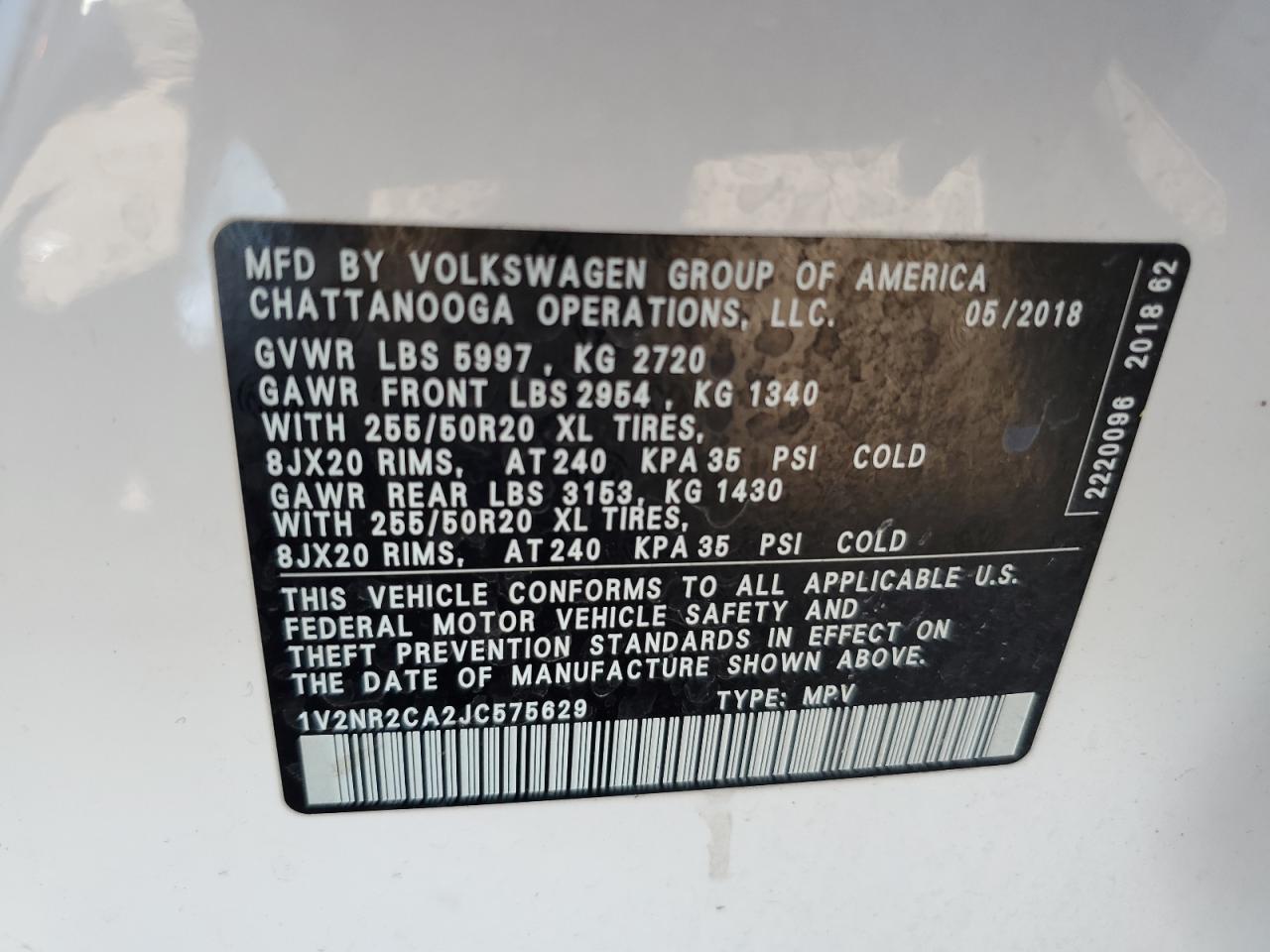 1V2NR2CA2JC575629 2018 VOLKSWAGEN ATLAS - Image 15