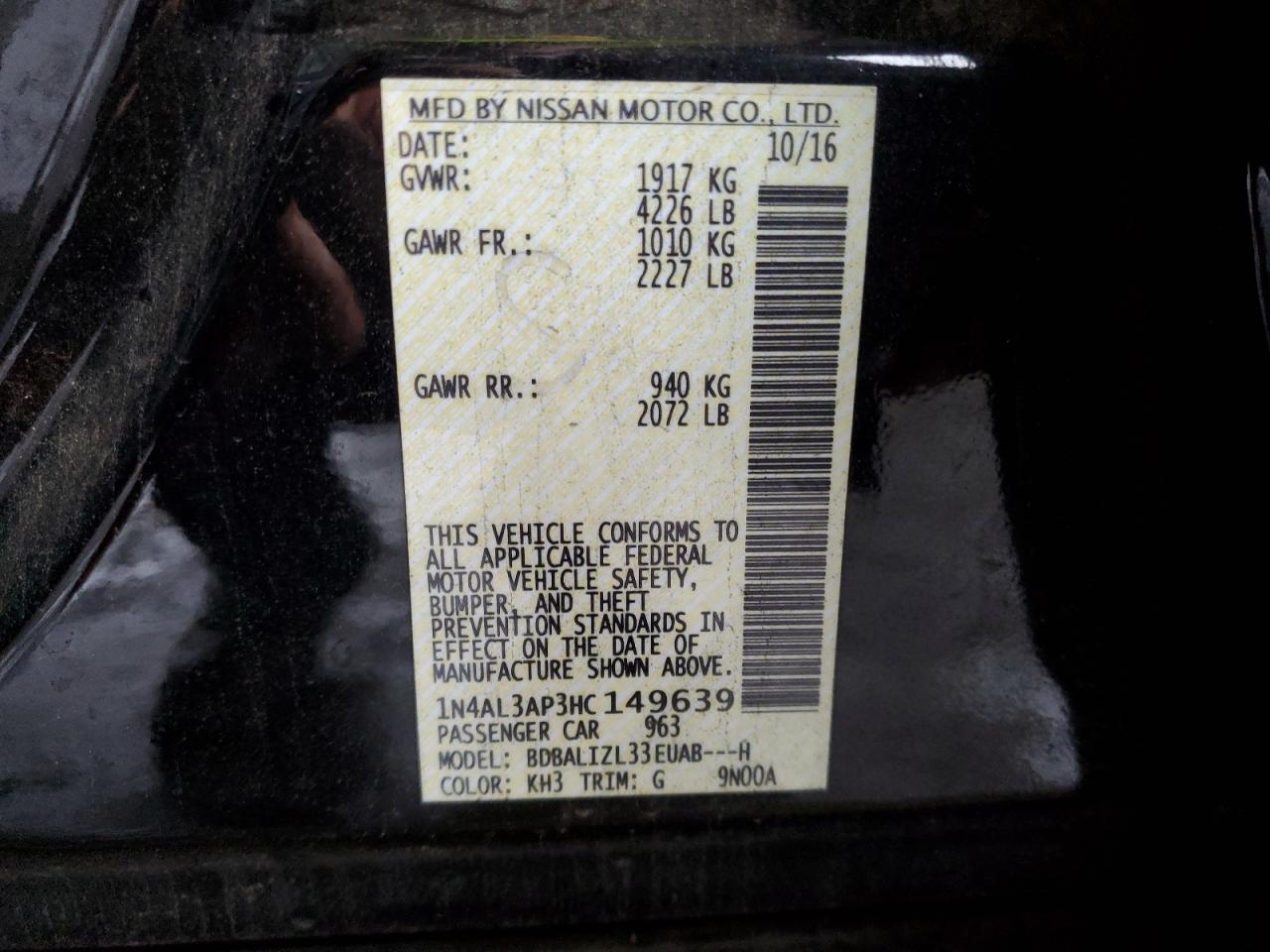 1N4AL3AP3HC149639 2017 Nissan Altima 2.5