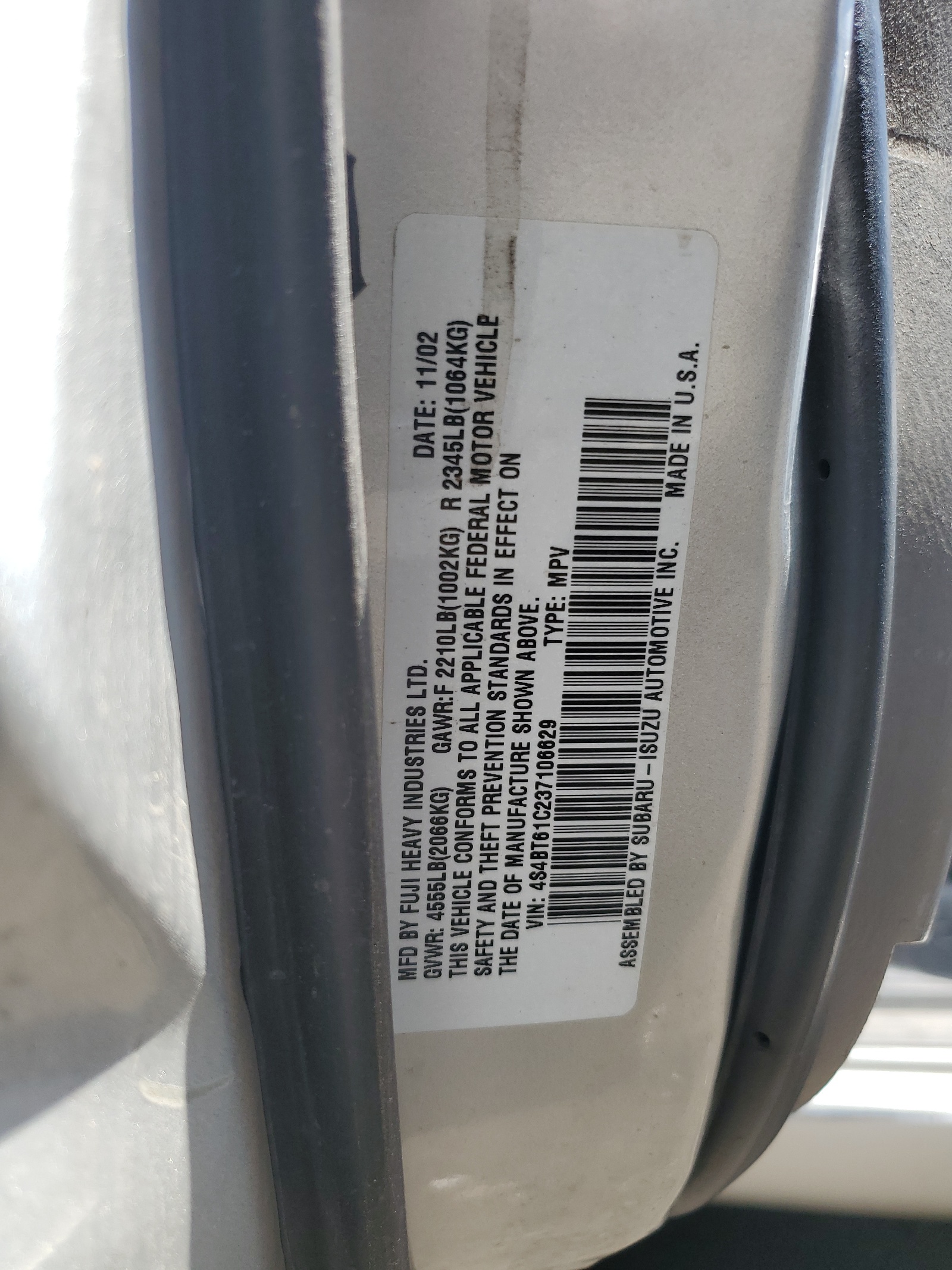 4S4BT61C237106629 2003 Subaru Baja