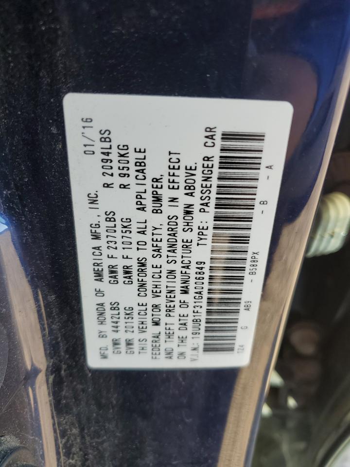 19UUB1F31GA006849 2016 Acura Tlx