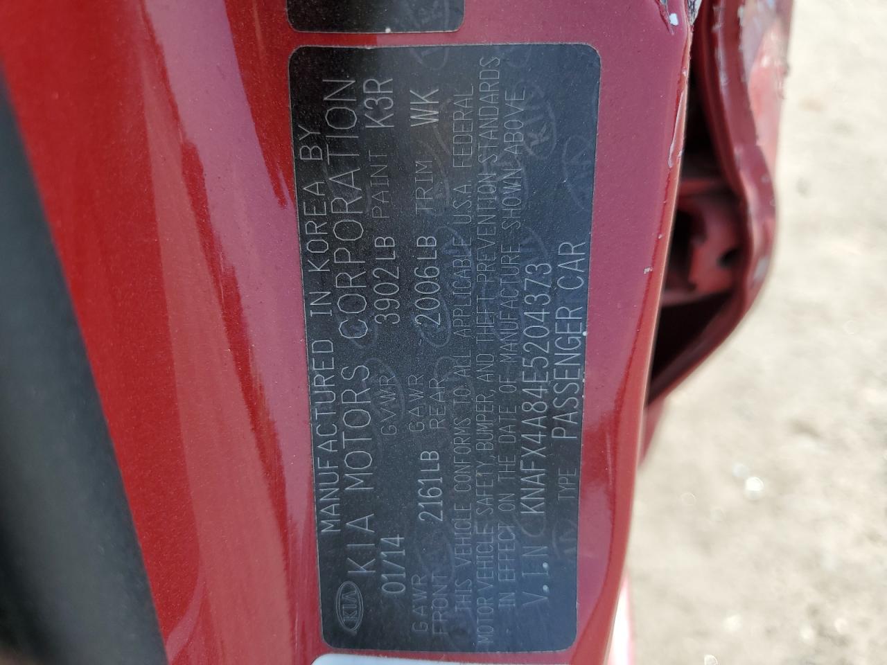 2014 Kia Forte Ex VIN: KNAFX4A84E5204373 Lot: 65332394