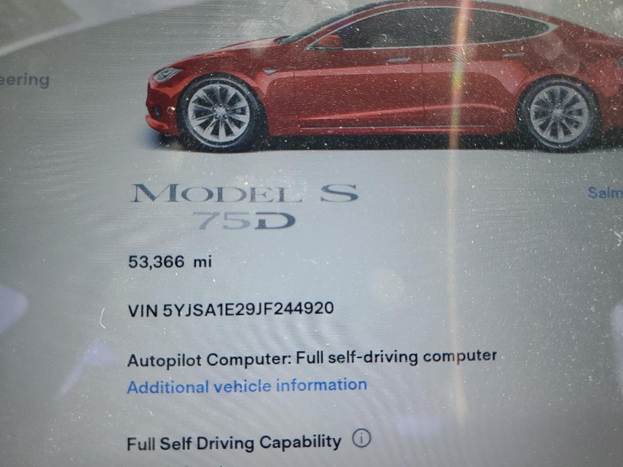 2018 Tesla Model S VIN: 5YJSA1E29JF244920 Lot: 68009484