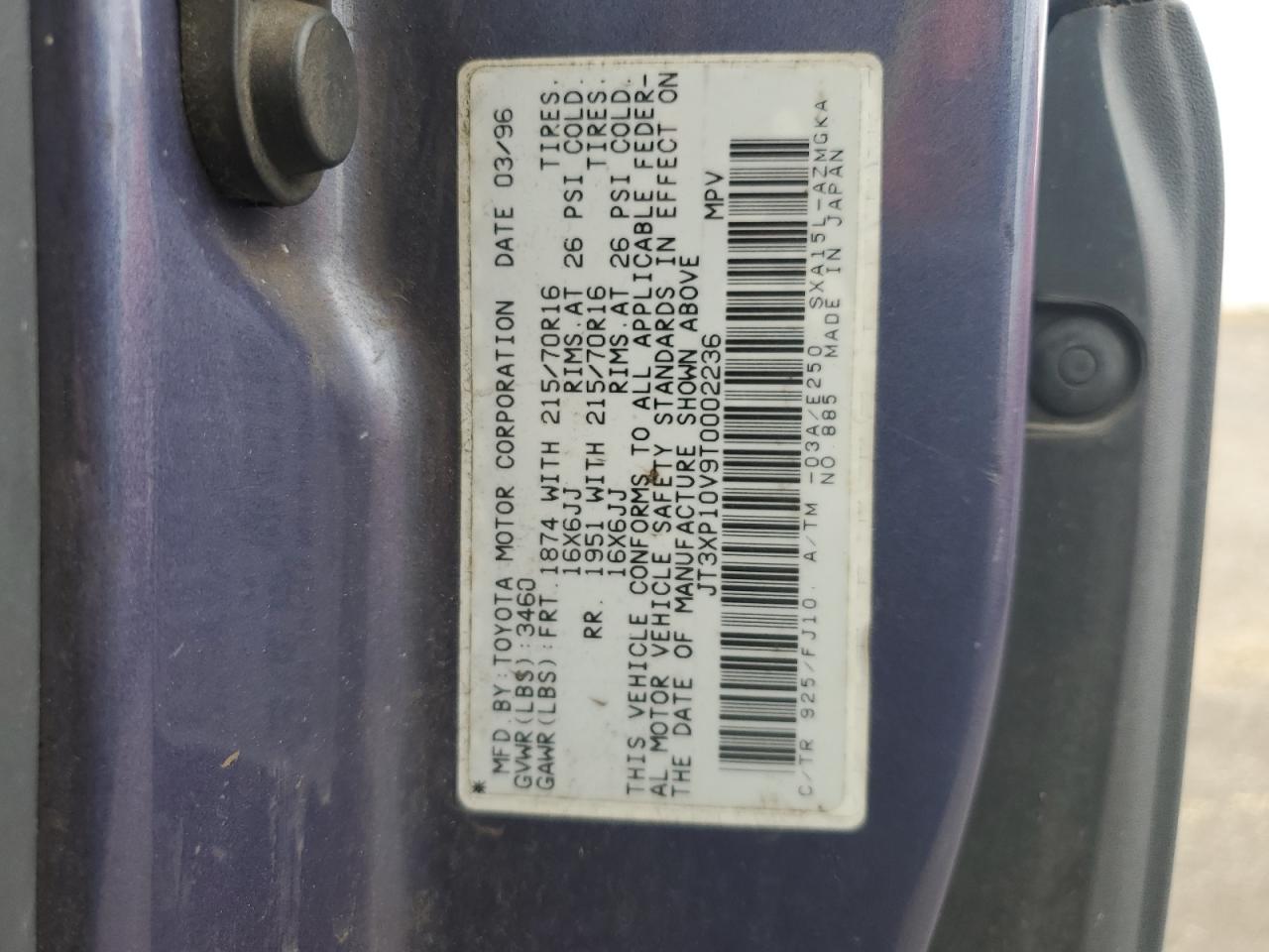 JT3XP10V9T0002236 1996 Toyota Rav4