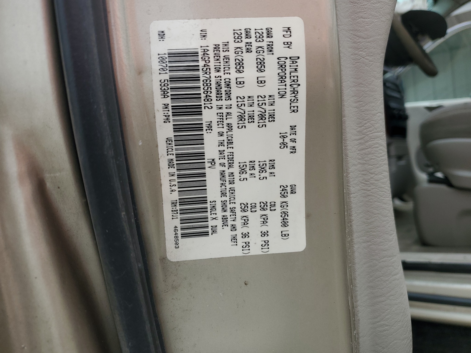 1A4GP45R76B564812 2006 Chrysler Town & Country