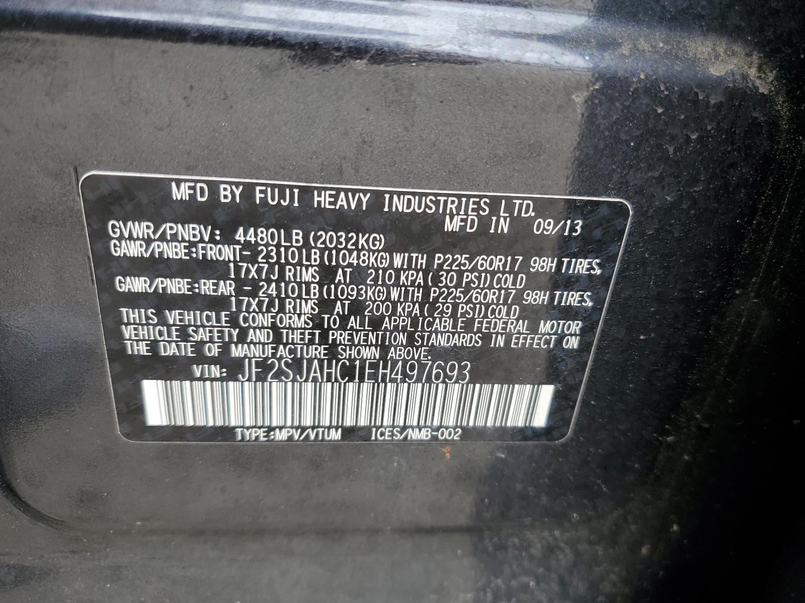 JF2SJAHC1EH497693 2014 Subaru Forester 2.5I Limited