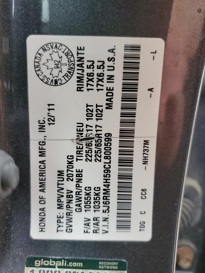 2012 Honda Cr-V Ex VIN: 5J6RM4H59CL800599 Lot: 60905425