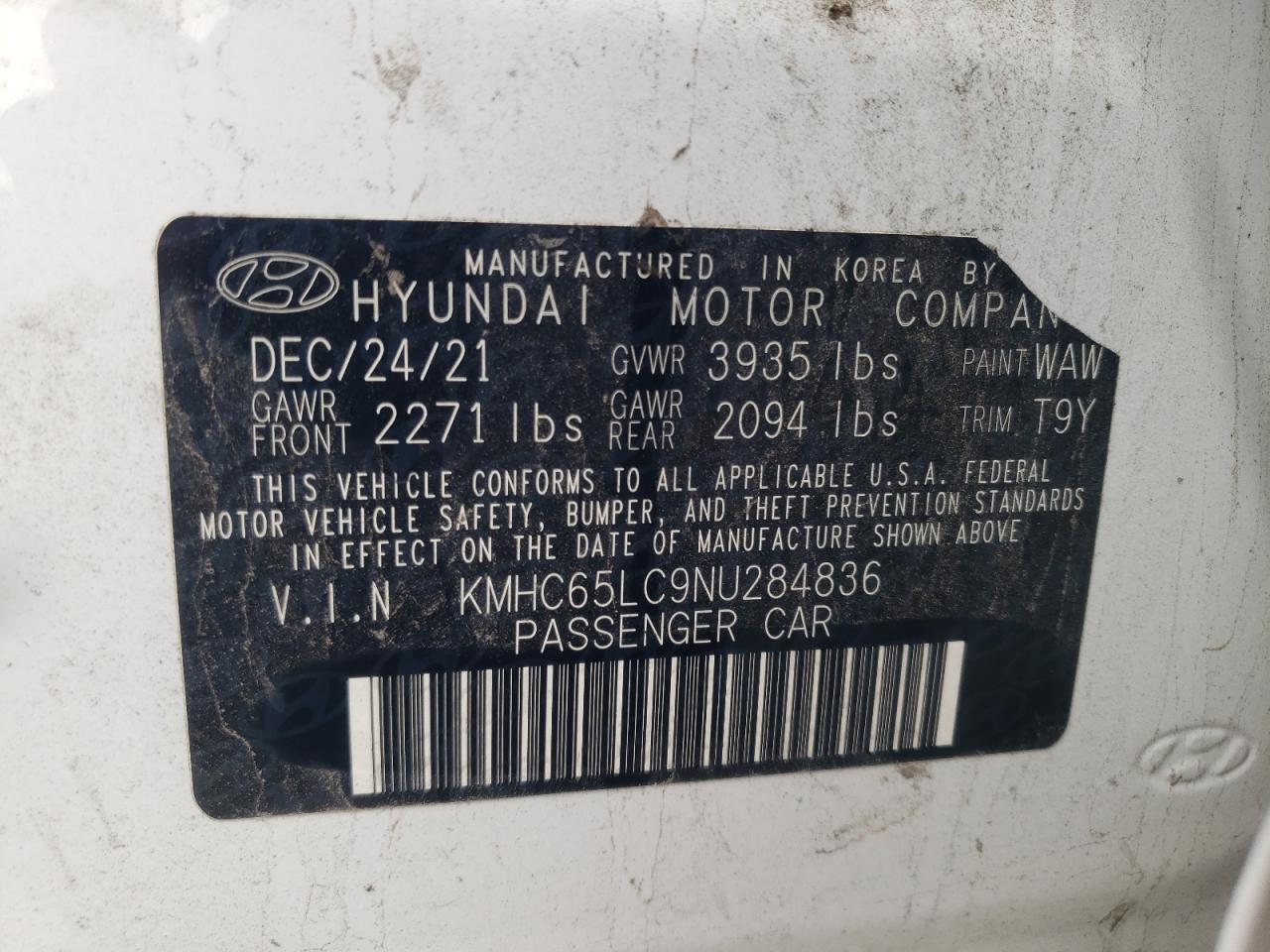 2022 Hyundai Ioniq Blue VIN: KMHC65LC9NU284836 Lot: 67206754