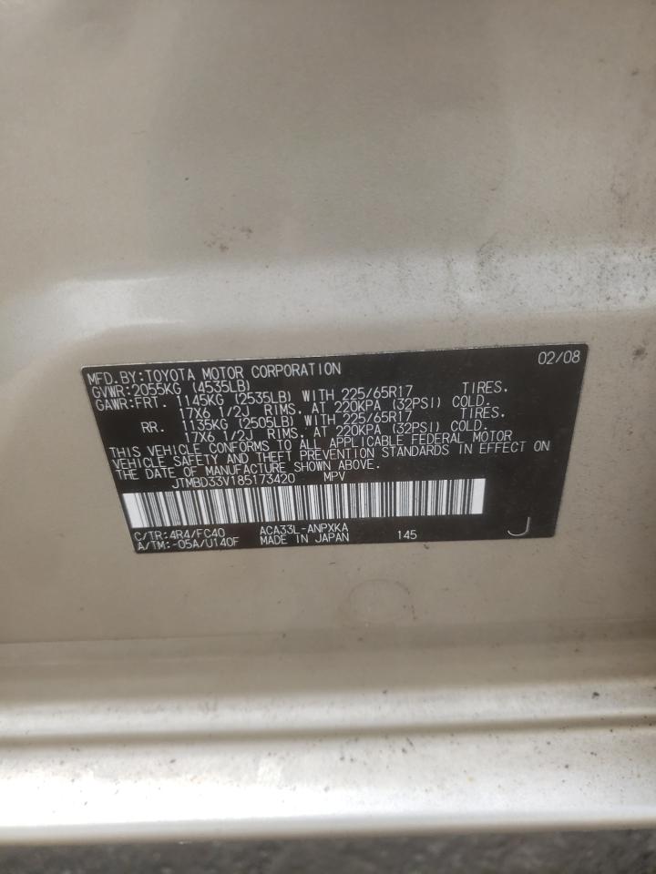 2008 Toyota Rav4 VIN: JTMBD33V185173420 Lot: 65483604