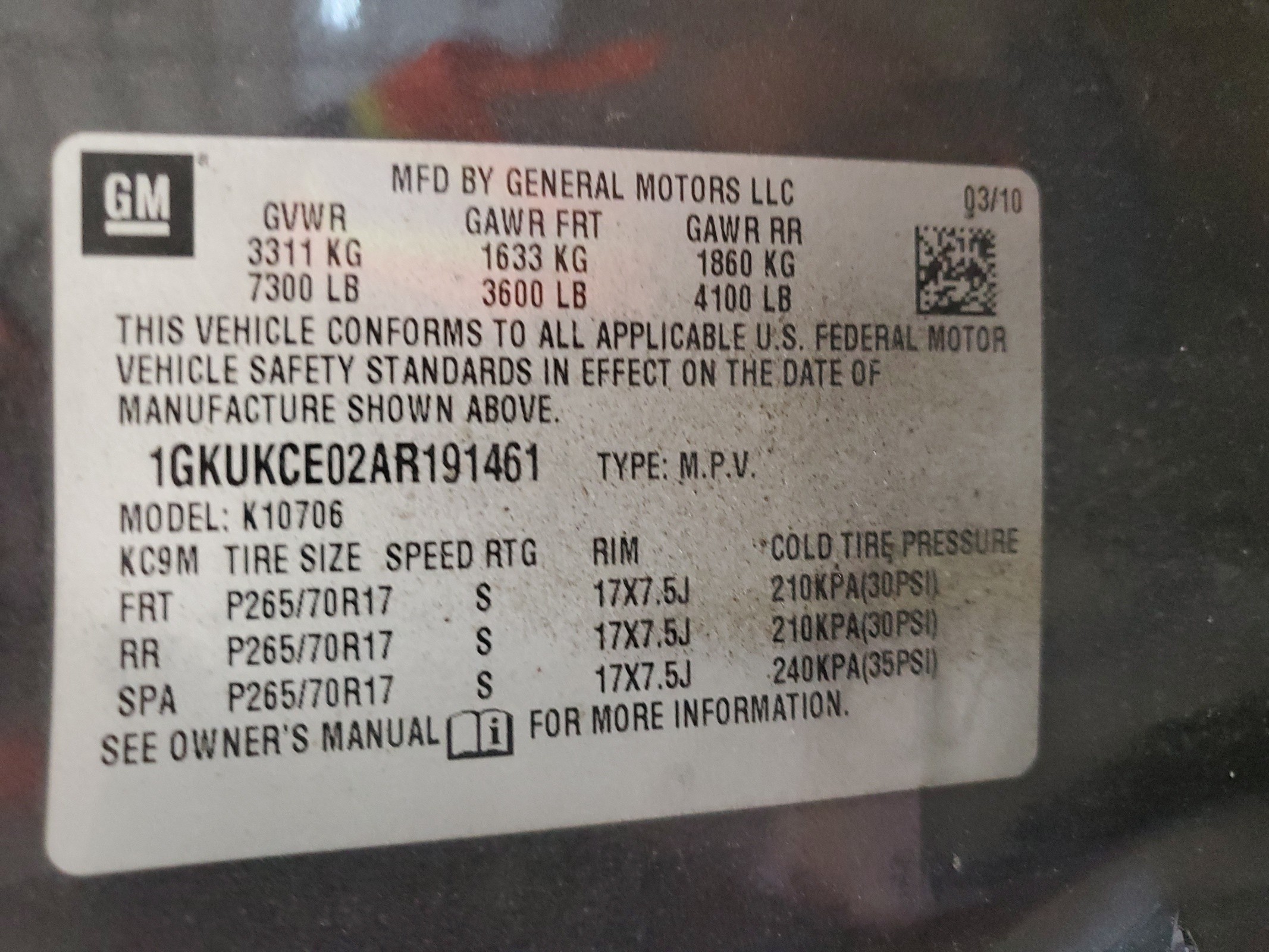 1GKUKCE02AR191461 2010 GMC Yukon Slt