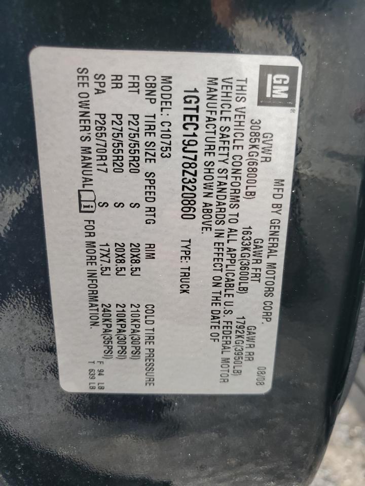 2008 GMC Sierra C1500 VIN: 1GTEC19J78Z320860 Lot: 66152564