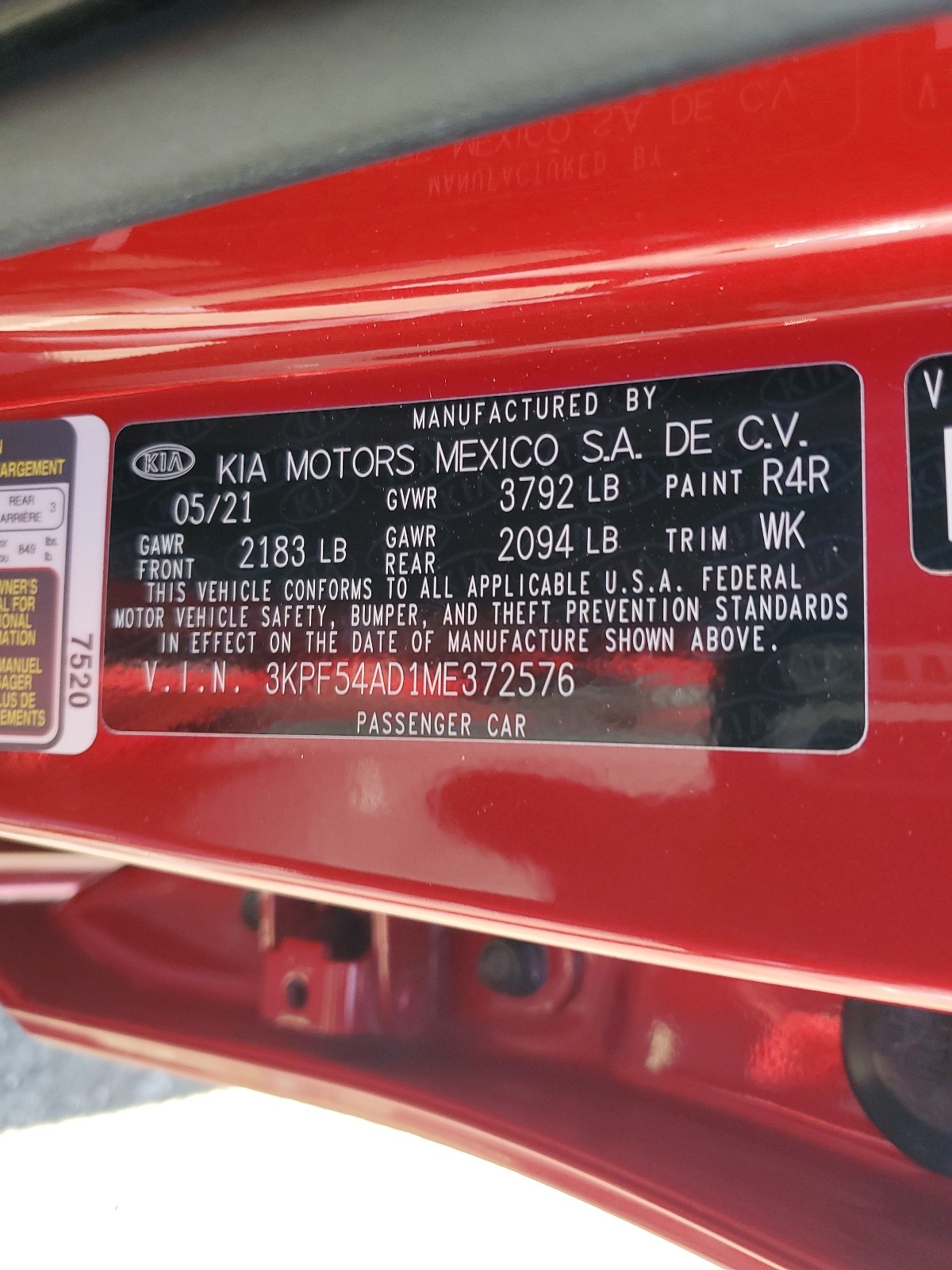 3KPF54AD1ME372576 2021 Kia Forte Ex