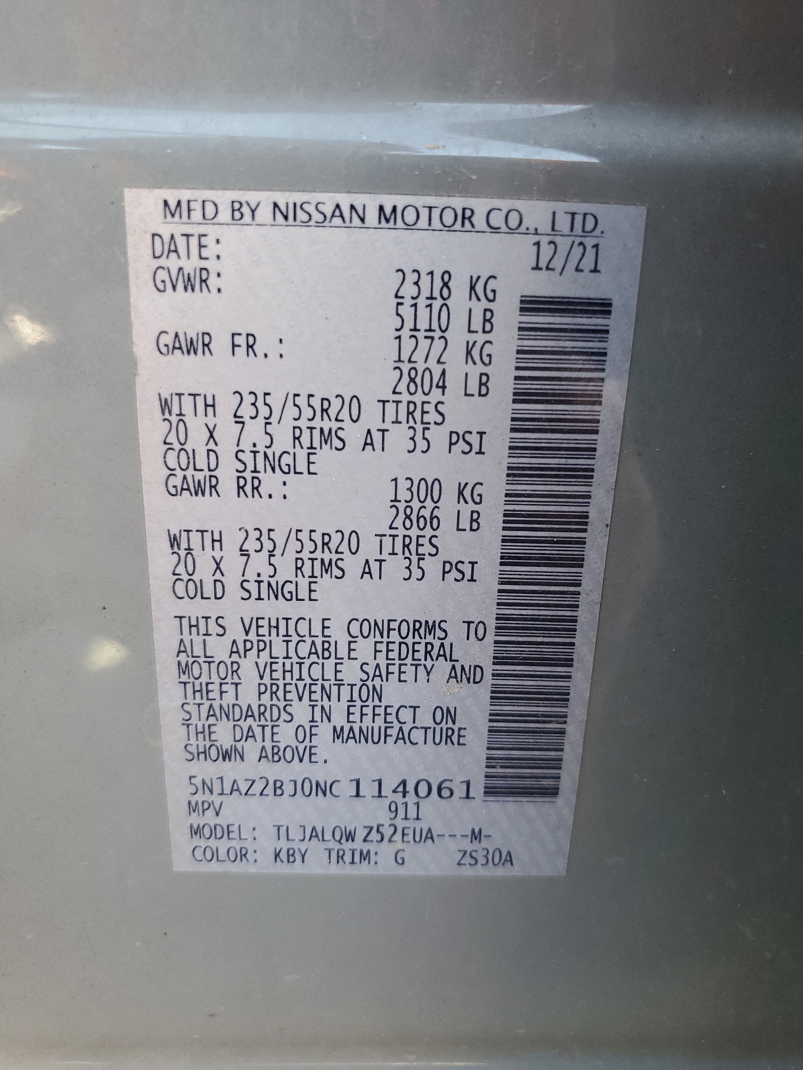 5N1AZ2BJ0NC114061 2022 Nissan Murano Sv