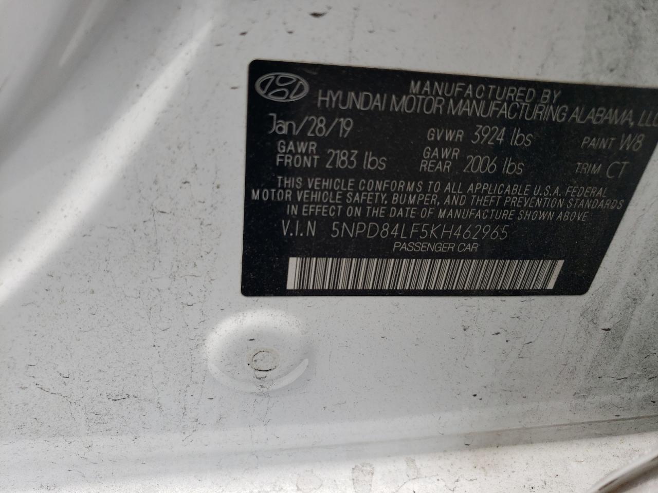 5NPD84LF5KH462965 2019 Hyundai Elantra Sel