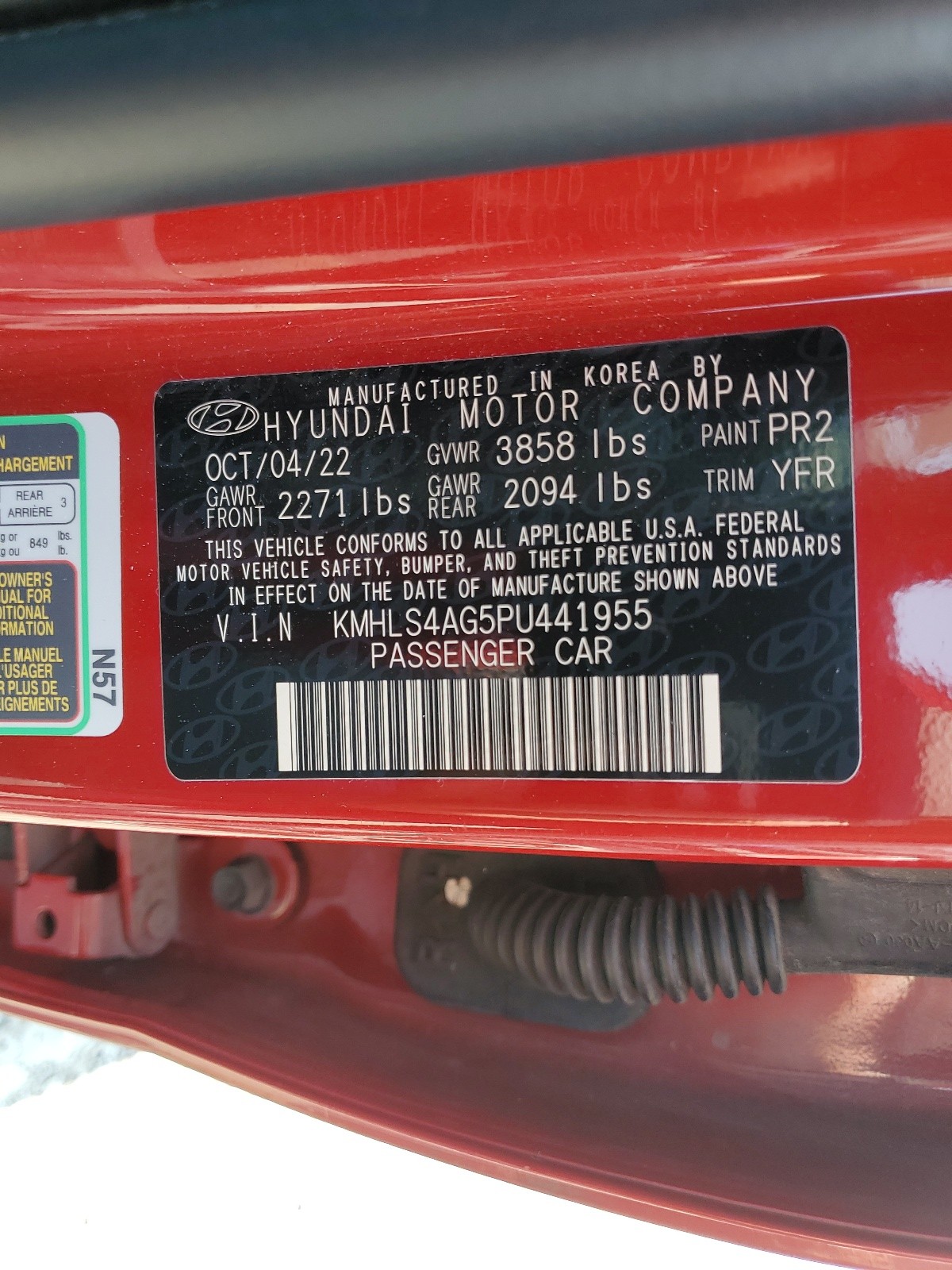 KMHLS4AG5PU441955 2023 Hyundai Elantra Sel