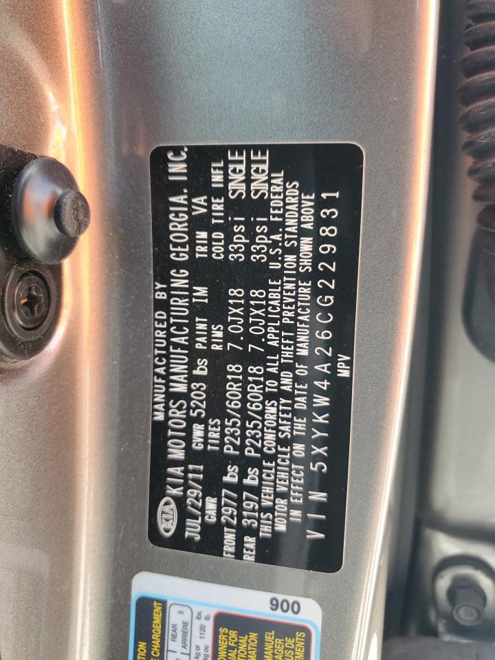 2012 Kia Sorento Sx VIN: 5XYKW4A26CG229831 Lot: 67190284