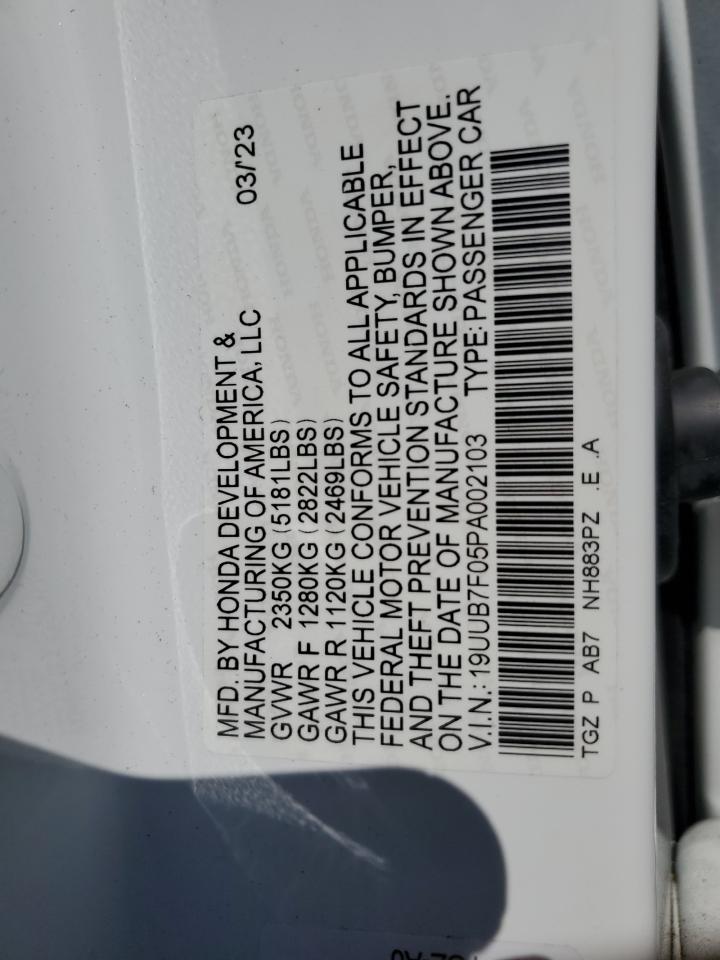 19UUB7F05PA002103 2023 Acura Tlx Type S Pmc Edition