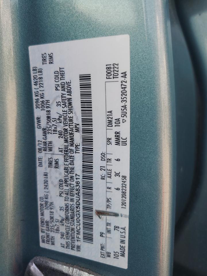 2013 Ford Escape Se VIN: 1FMCU0GX5DUA83617 Lot: 67398494