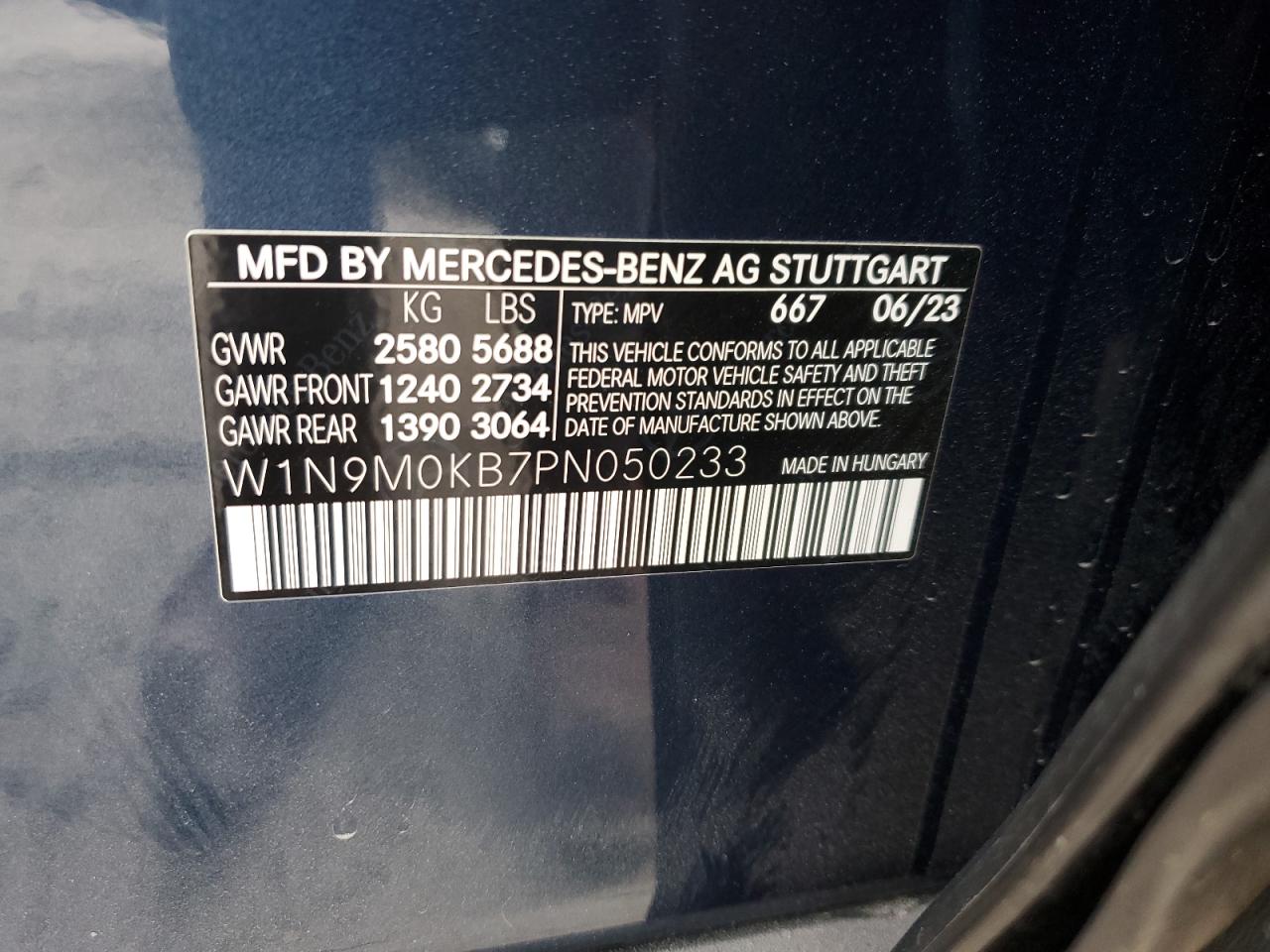 W1N9M0KB7PN050233 2023 Mercedes-Benz Eqb 300 4Matic