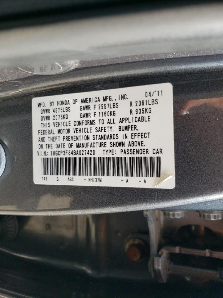 1HGCP3F84BA027420 2011 Honda Accord Exl