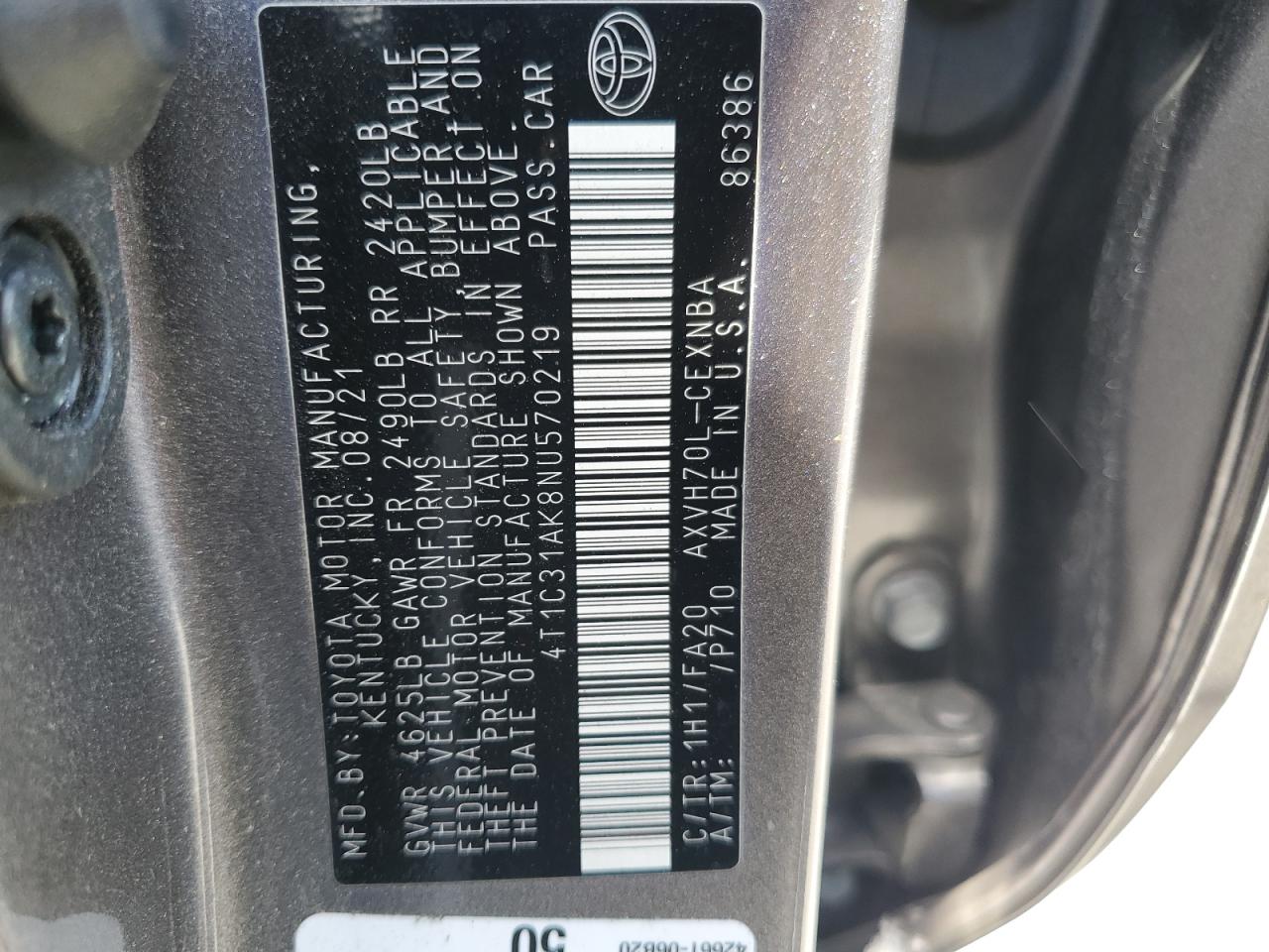 4T1C31AK8NU570219 2022 TOYOTA CAMRY - Image 12