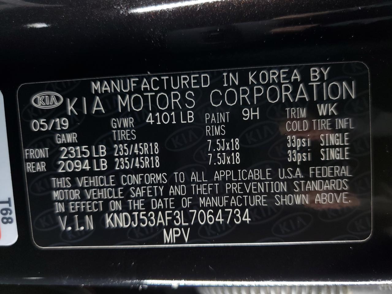 2020 Kia Soul Gt-Line Turbo VIN: KNDJ53AF3L7064734 Lot: 66394414