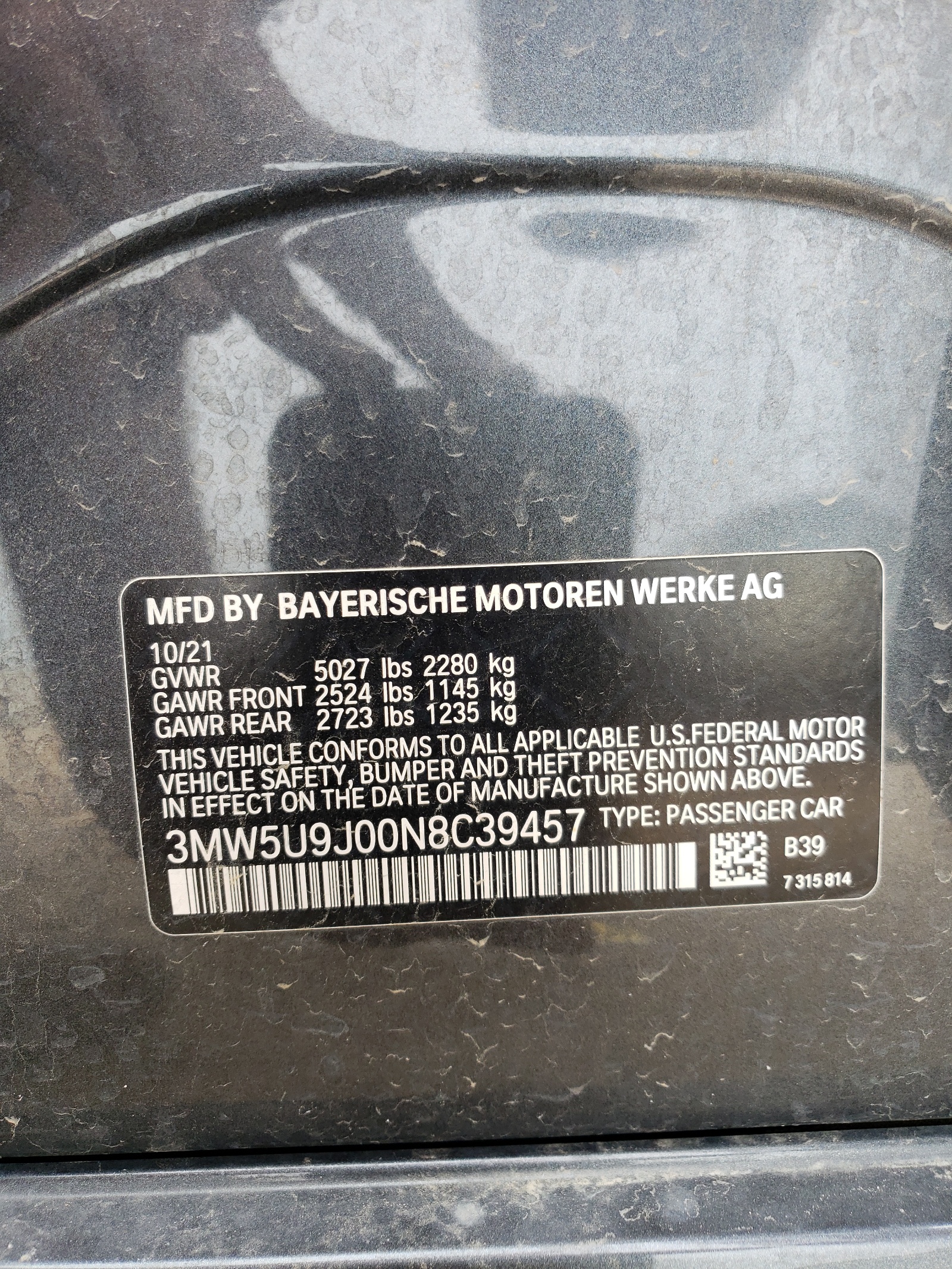 3MW5U9J00N8C39457 2022 BMW M340Xi