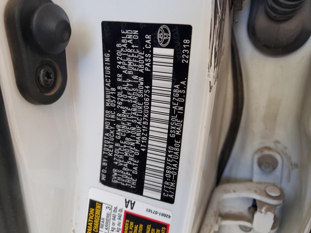 4T1BZ1FB7KU006754 2019 TOYOTA AVALON - Image 13