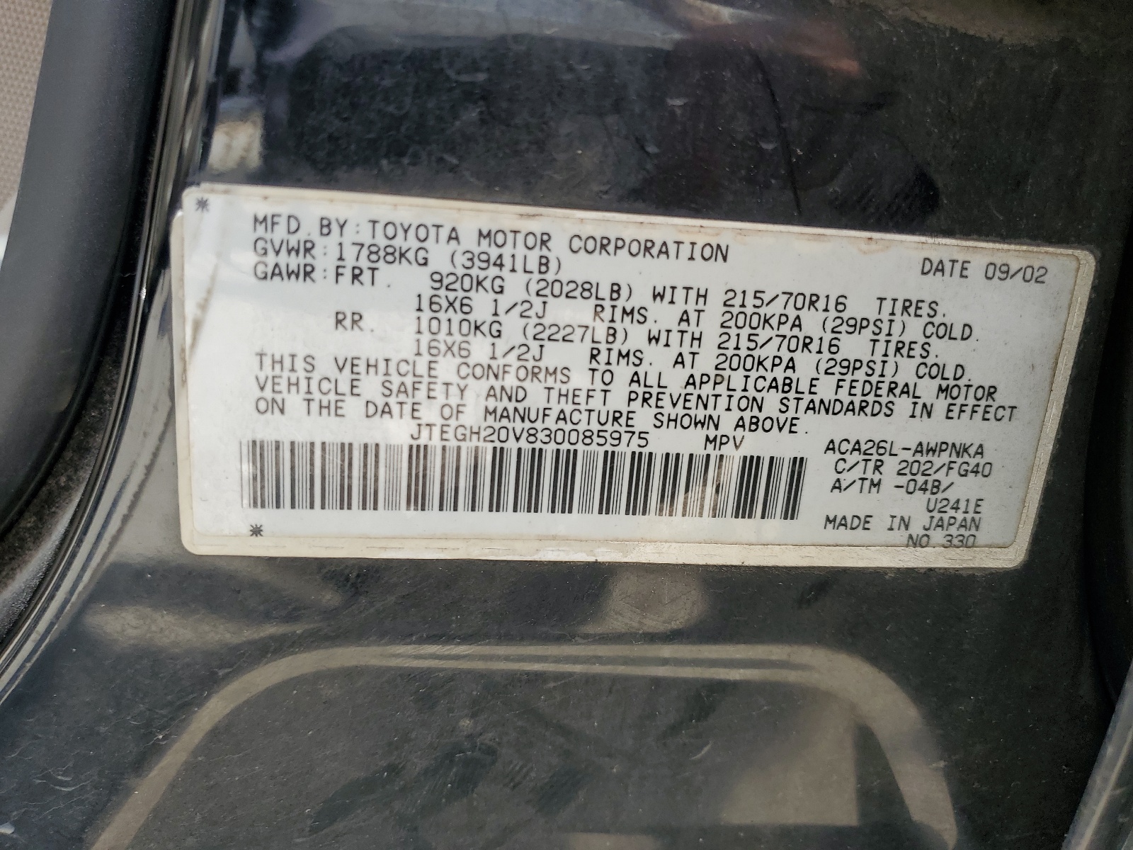 JTEGH20V830085975 2003 Toyota Rav4