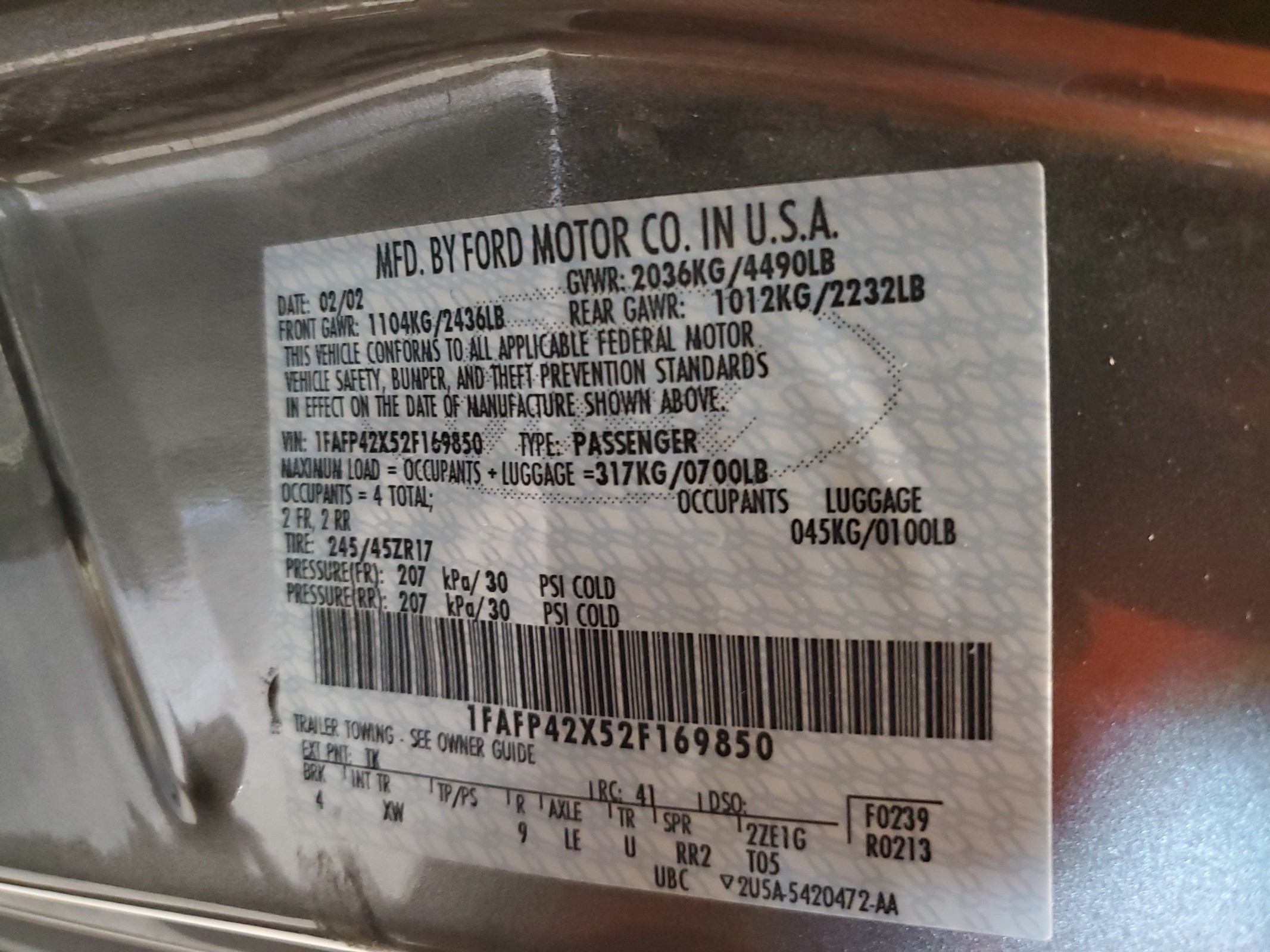 1FAFP42X52F169850 2002 Ford Mustang Gt