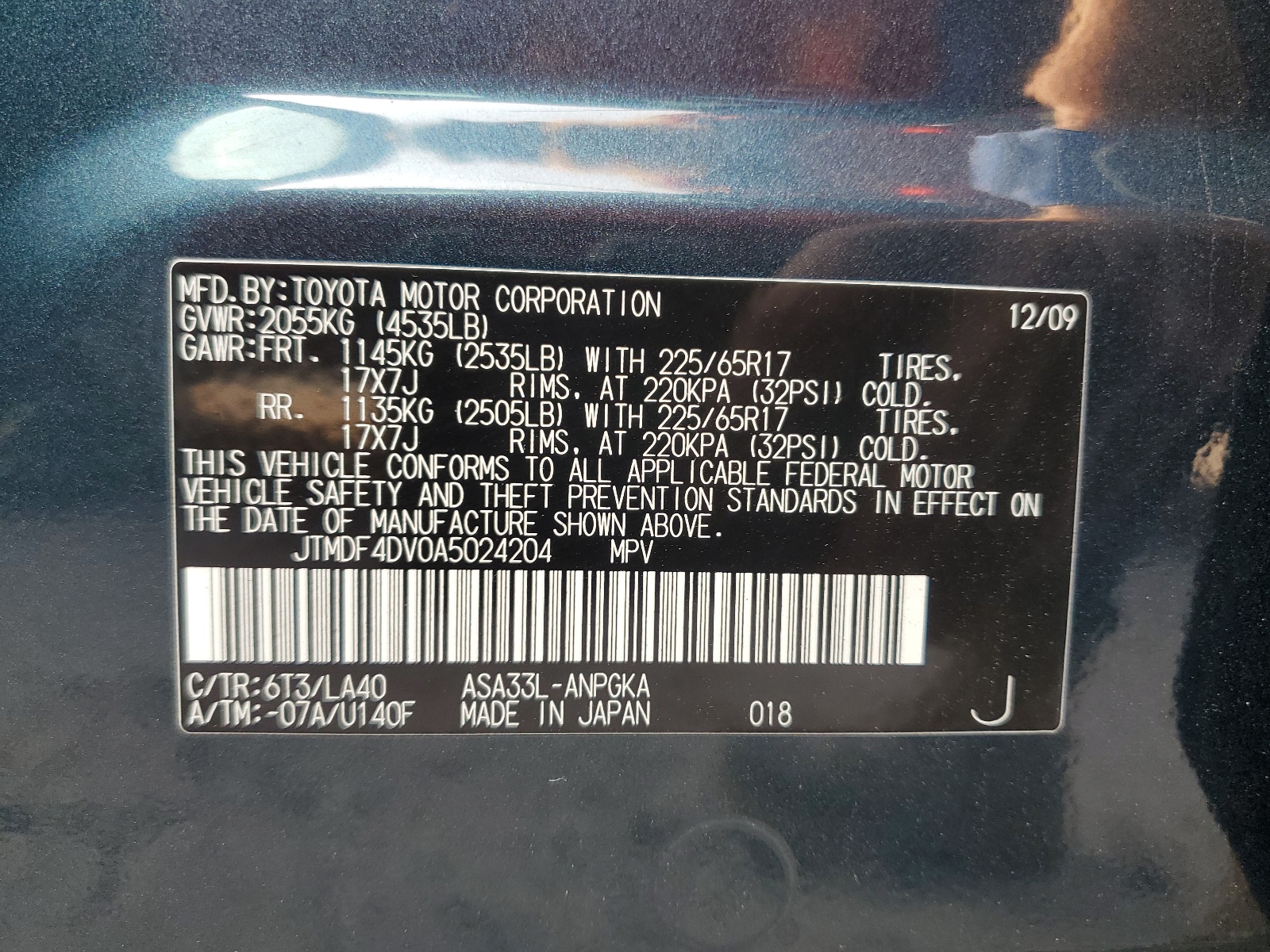 JTMDF4DV0A5024204 2010 Toyota Rav4 Limited