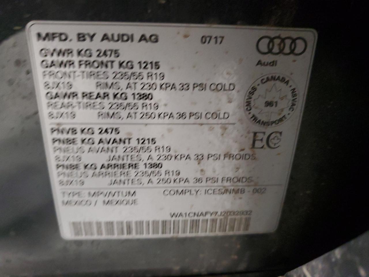 WA1CNAFY7J2032932 2018 Audi Q5 Prestige