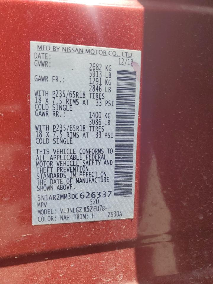 5N1AR2MM3DC626337 2013 Nissan Pathfinder S