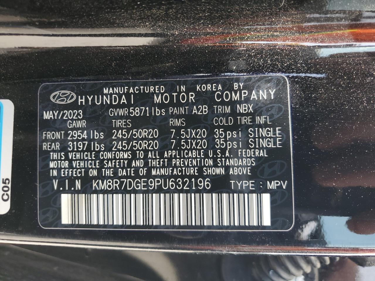 2023 Hyundai Palisade Calligraphy VIN: KM8R7DGE9PU632196 Lot: 68052284