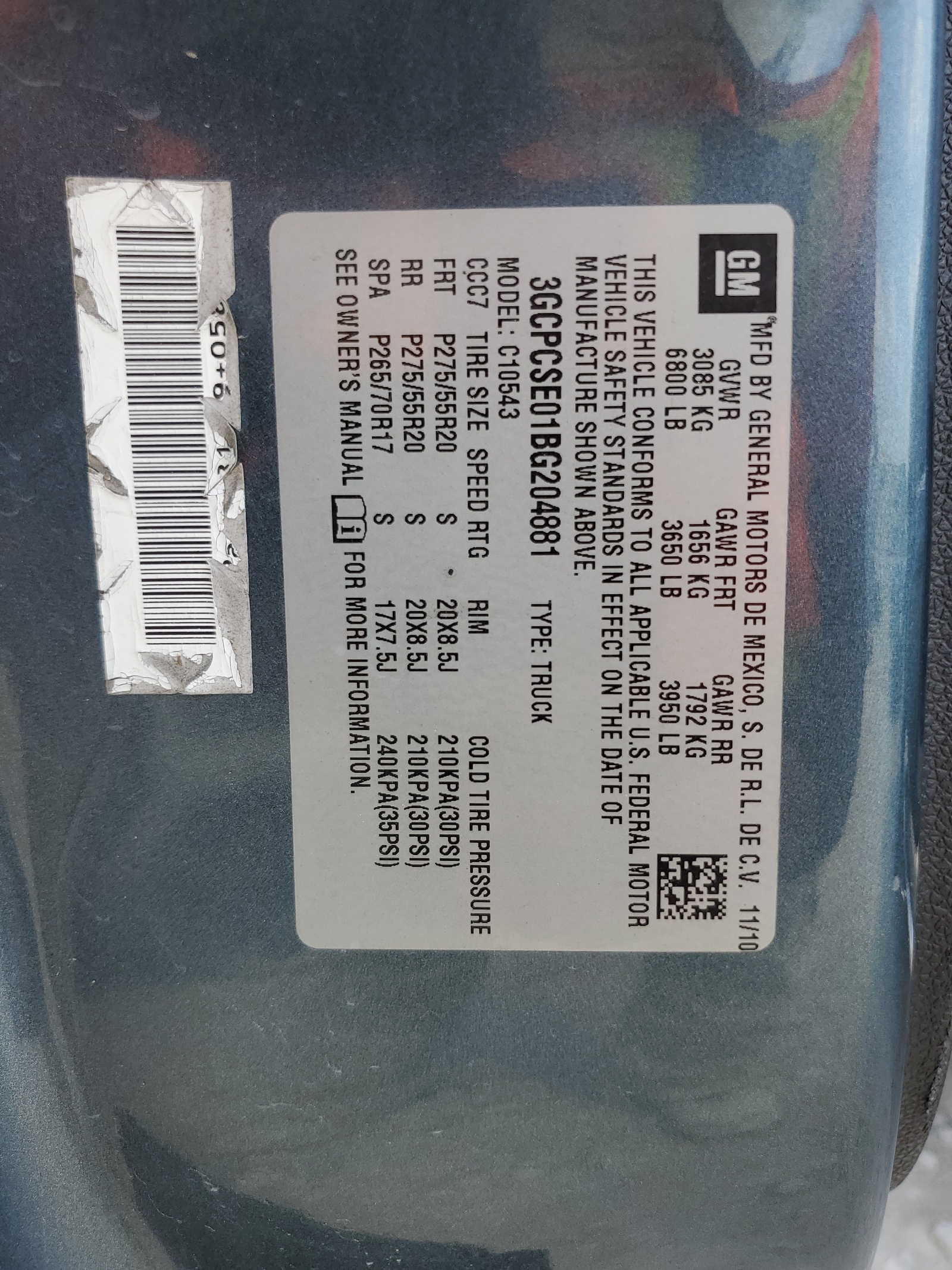 3GCPCSE01BG204881 2011 Chevrolet Silverado C1500 Lt