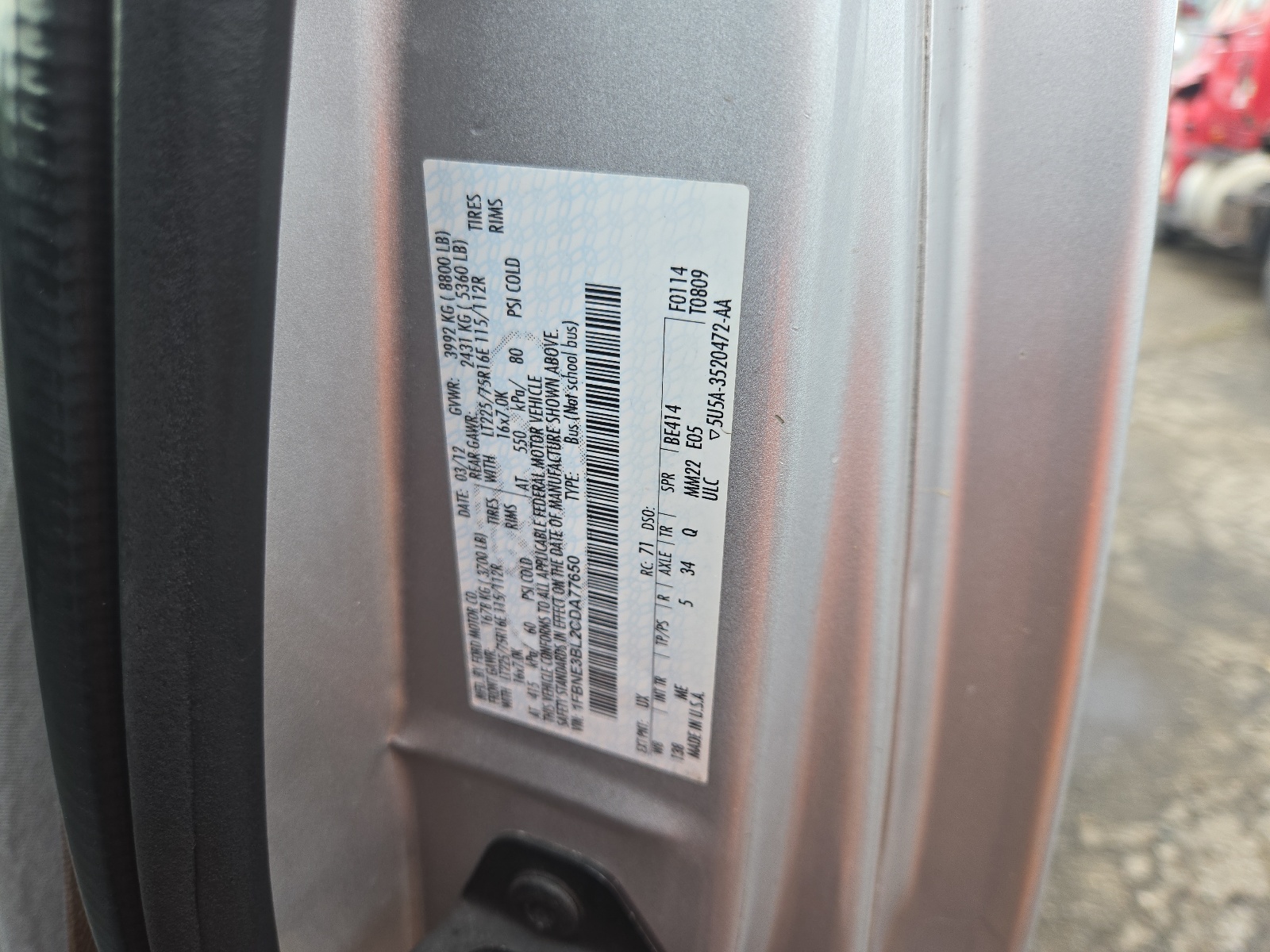 1FBNE3BL2CDA77650 2012 Ford Econoline E350 Super Duty Wagon