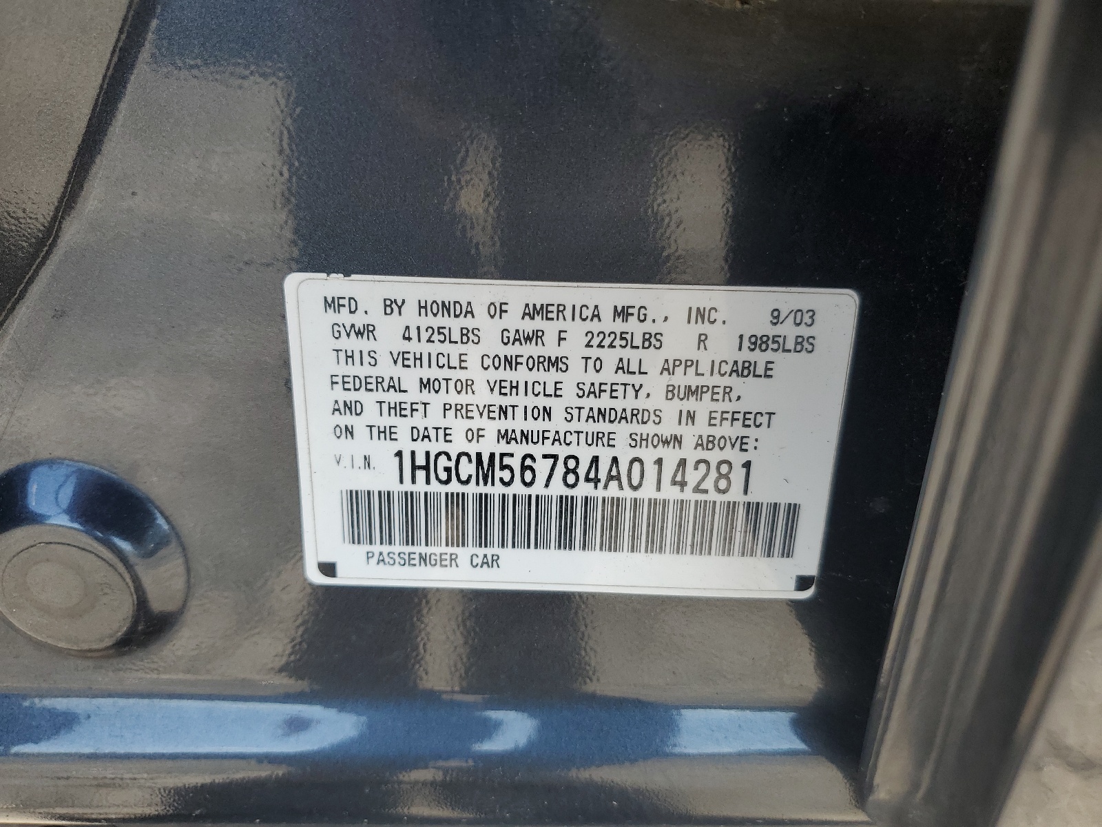 1HGCM56784A014281 2004 Honda Accord Ex