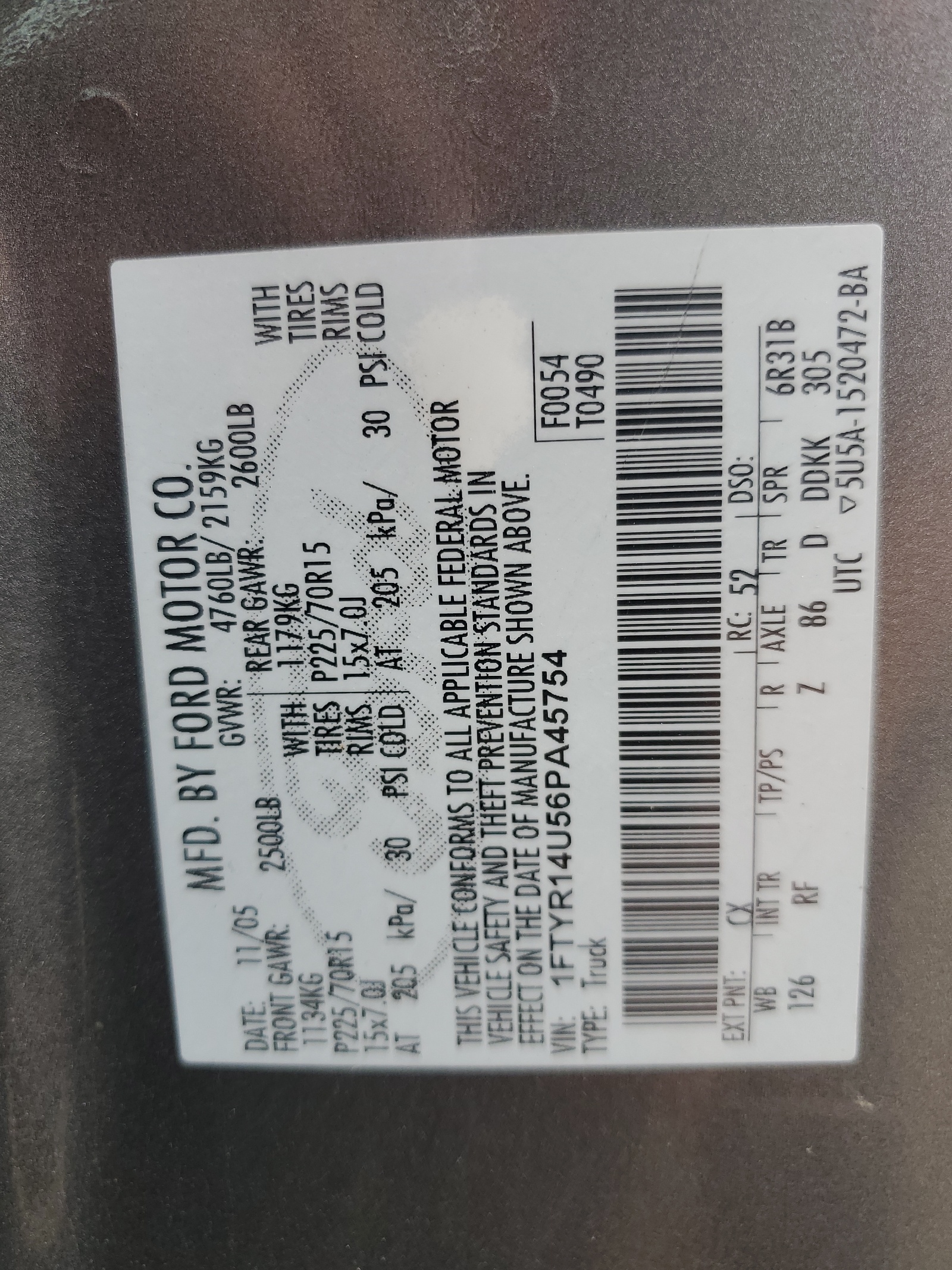 1FTYR14U56PA45754 2006 Ford Ranger Super Cab