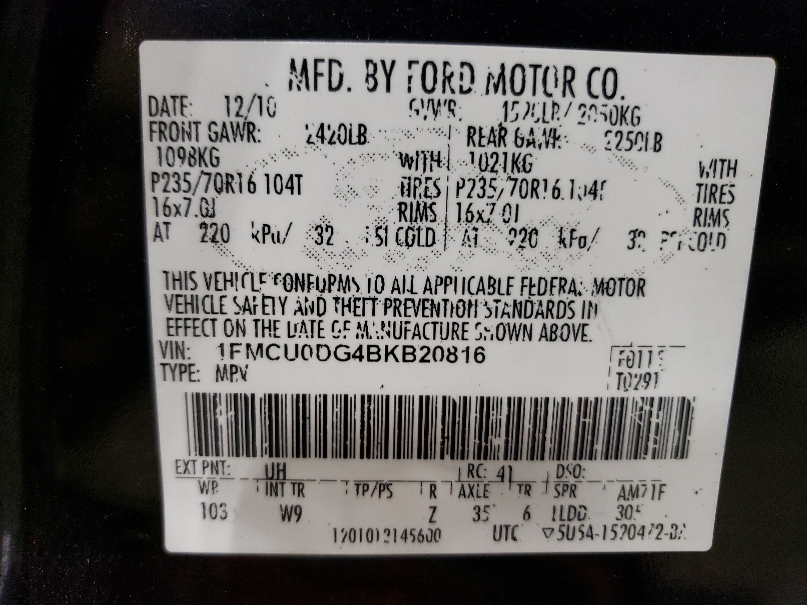 1FMCU0DG4BKB20816 2011 Ford Escape Xlt